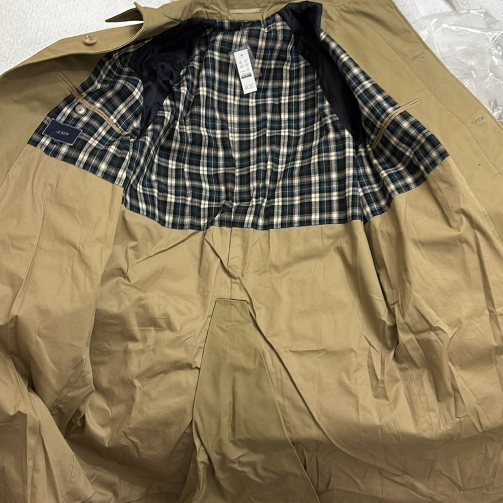 NWT Mens JCrew Ludlow tan trench coat car coat rain jacket cotton Khaki BS470 - Picture 11 of 13